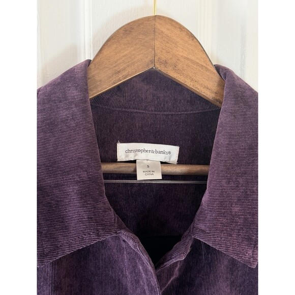 Christopher & Banks Women's S Purple Corduroy Jacket Silver Buttons Small - Picture 4 of 6